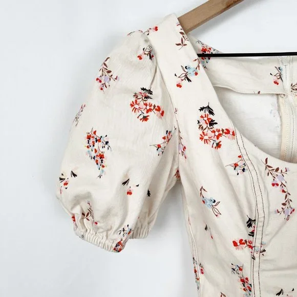 Finders Keepers Frankie Mini Dress Floral Retro Vintage Pin Up Puff Poof Sleeve - Picture 5 of 8